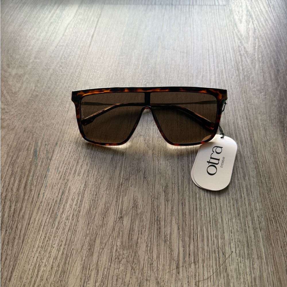otra indi tortoise brown oversized shield sunglasses eyewear NEW